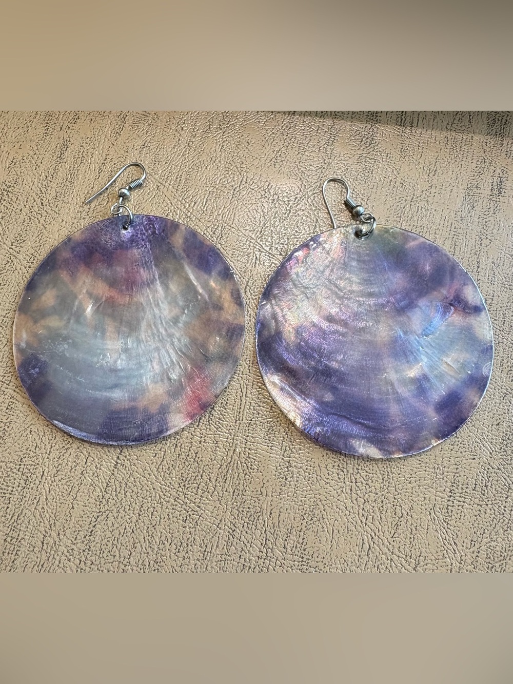 Iridescent Shell Disc Earrings